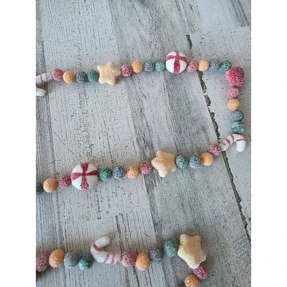 Vintage sugared candy Garland hearts candy cane striped pastel Xmas tree unique